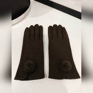 Wool Gloves with Pom-Pom Detail